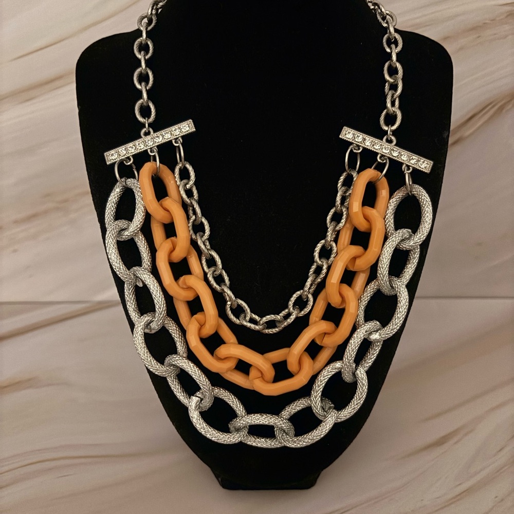 🌻NY Collection Silver Tone Layered Necklace 17”+3”
